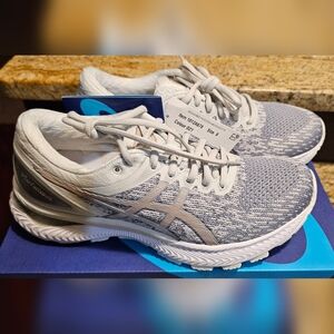 Asics Gel Nimbus 22 Knit, size 8. Color: sheet rock/rose gold, NWT